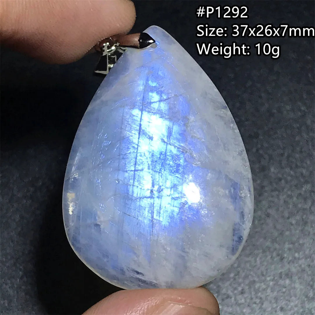 Pendentif en pierre de lune naturelle pour femme et homme, bijoux en argent 925, perles de pierre bleue claire, cristal, cadeau d'amour, Uto AAA