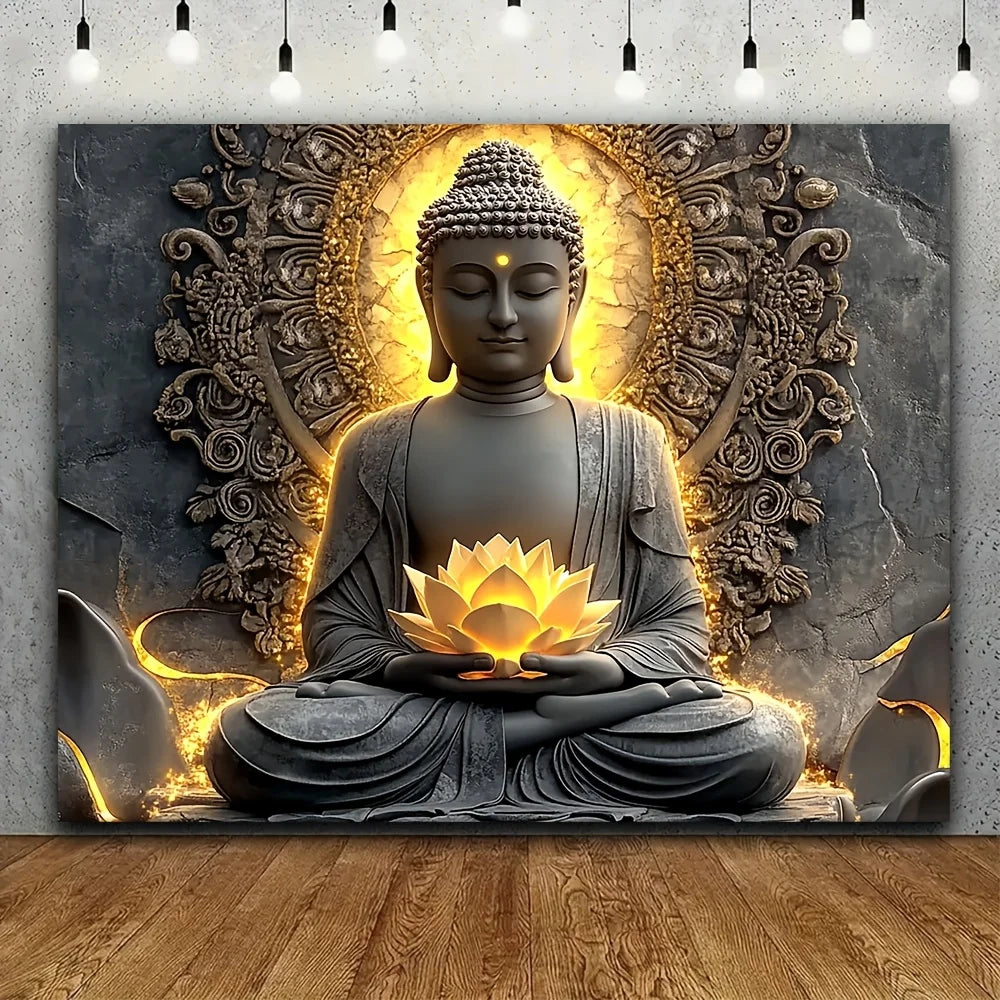 Grand tapisserie de bouddha lotus yoga méditation tapisserie lotus foncé adapté à la chambre salon dortoir décoration
