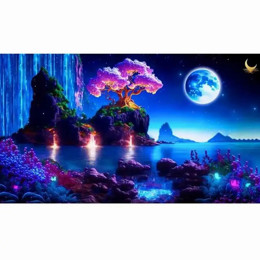 Nouvelle peinture diamant grande taille fleur de cerisier lune papillon paysage bricolage mosaïque complète broderie photo point de croix Kits