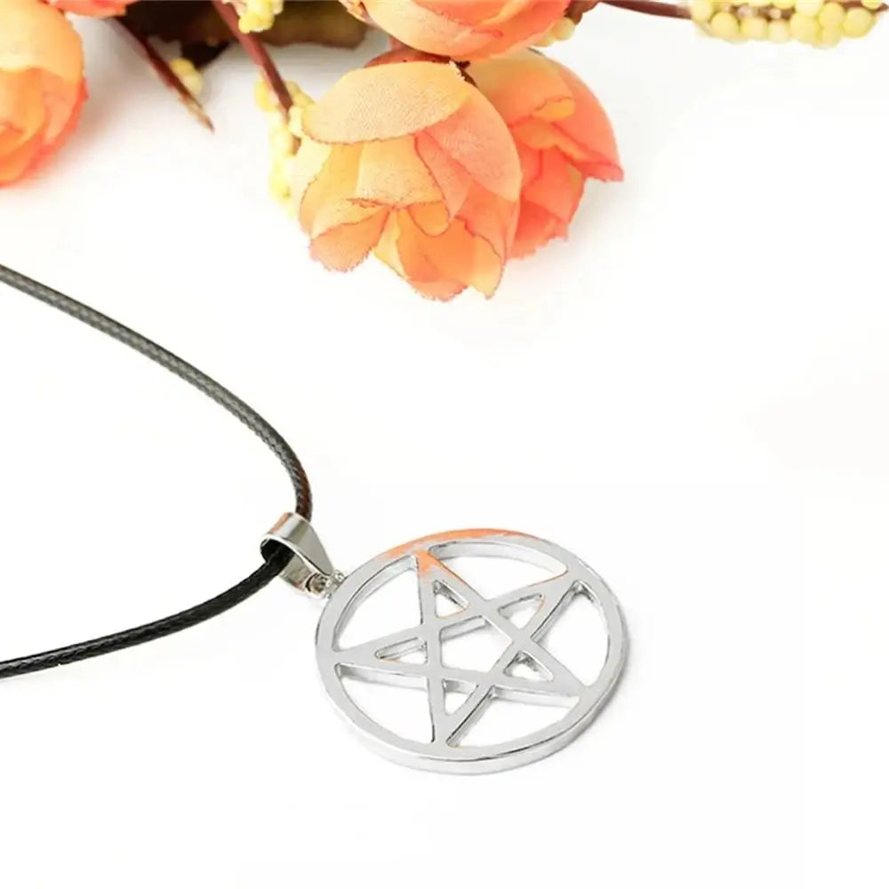 Collier de majordome noir à la mode, pendentif pentagramme Pentacle, Logo Lucifer Satan, signe, bijoux surnaturels pour hommes et femmes