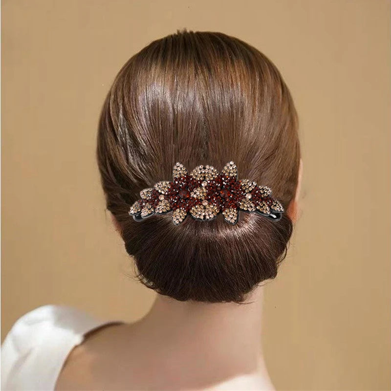Peigne à cheveux AWAYTR en cristal avec strass – Accessoire professionnel pour chignons, tresses et queues de cheval