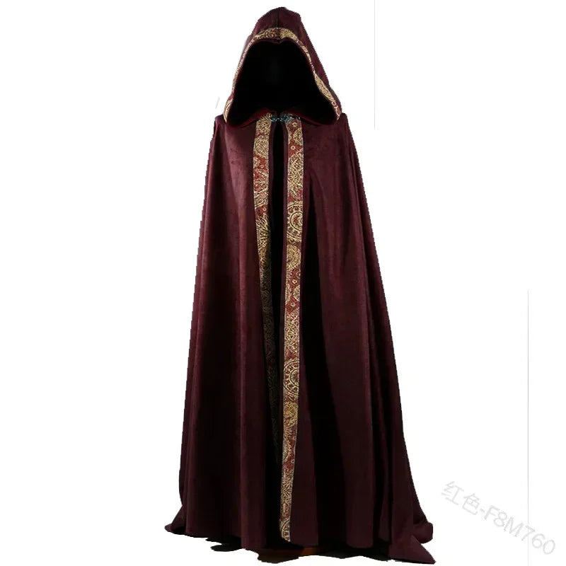 Manteau à Capuche Médiéval pour Halloween, Cape Gothique Vintage, Costume Long de Magicien Everak