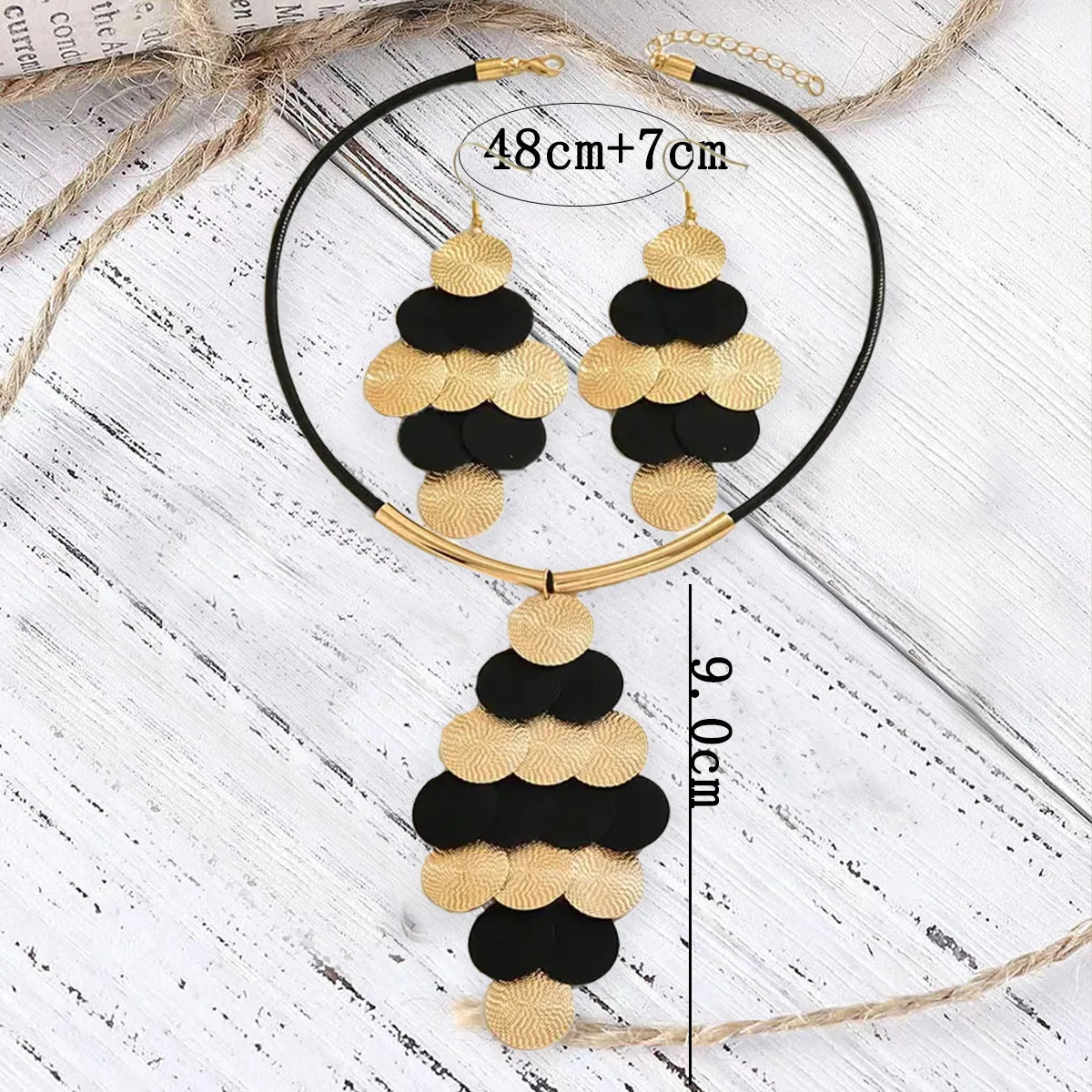 Ensembles de bijoux boucles d'oreilles collier pour femmes filles tempérament Simple disque en métal épissage bicolore mode cadeau fête de vacances CS003