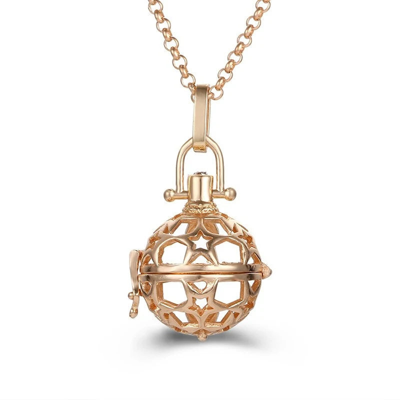 Nouveau charme carillon du mexique ailes d'ange creuses collier Vintage bijoux boule de musique pendentif aromatique pour les femmes accessoires de mode d'été
