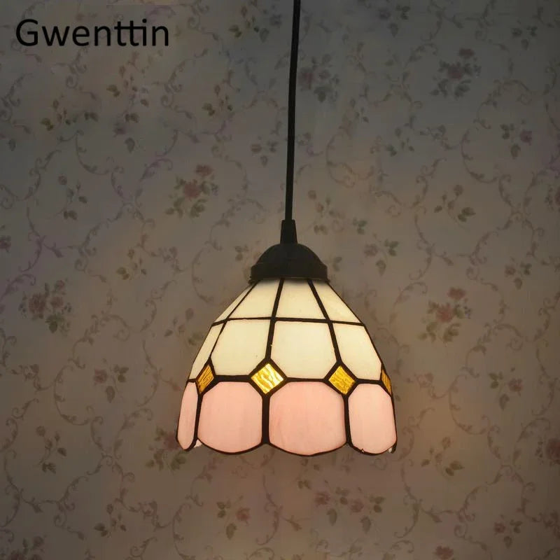 Vitrail suspension lampe salle à manger lustres plafond suspension chambre luminaire maison Luminaria Tiffanydecor