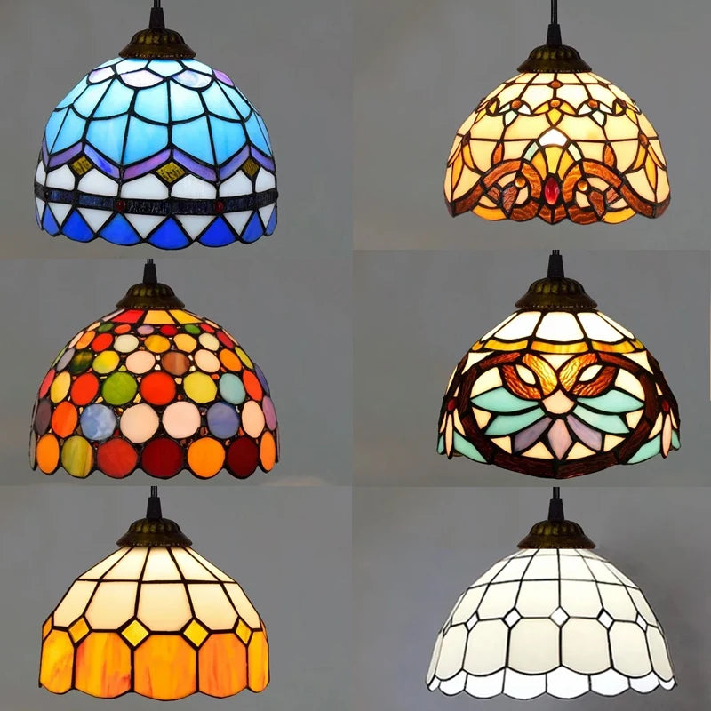 Vitrail suspension lampe salle à manger lustres plafond suspension chambre luminaire maison Luminaria Tiffanydecor