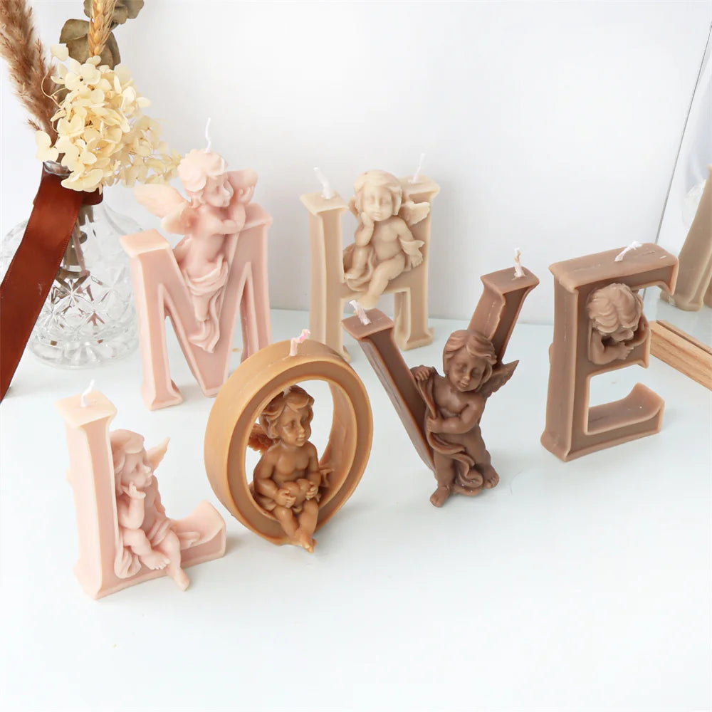 Moule en silicone aile de garçon 3D, figurine de chérubin, statue de coeur d'amour, moule religieux de Pâques, pièce maîtresse de mariage à la maison, outils d'ange bébé