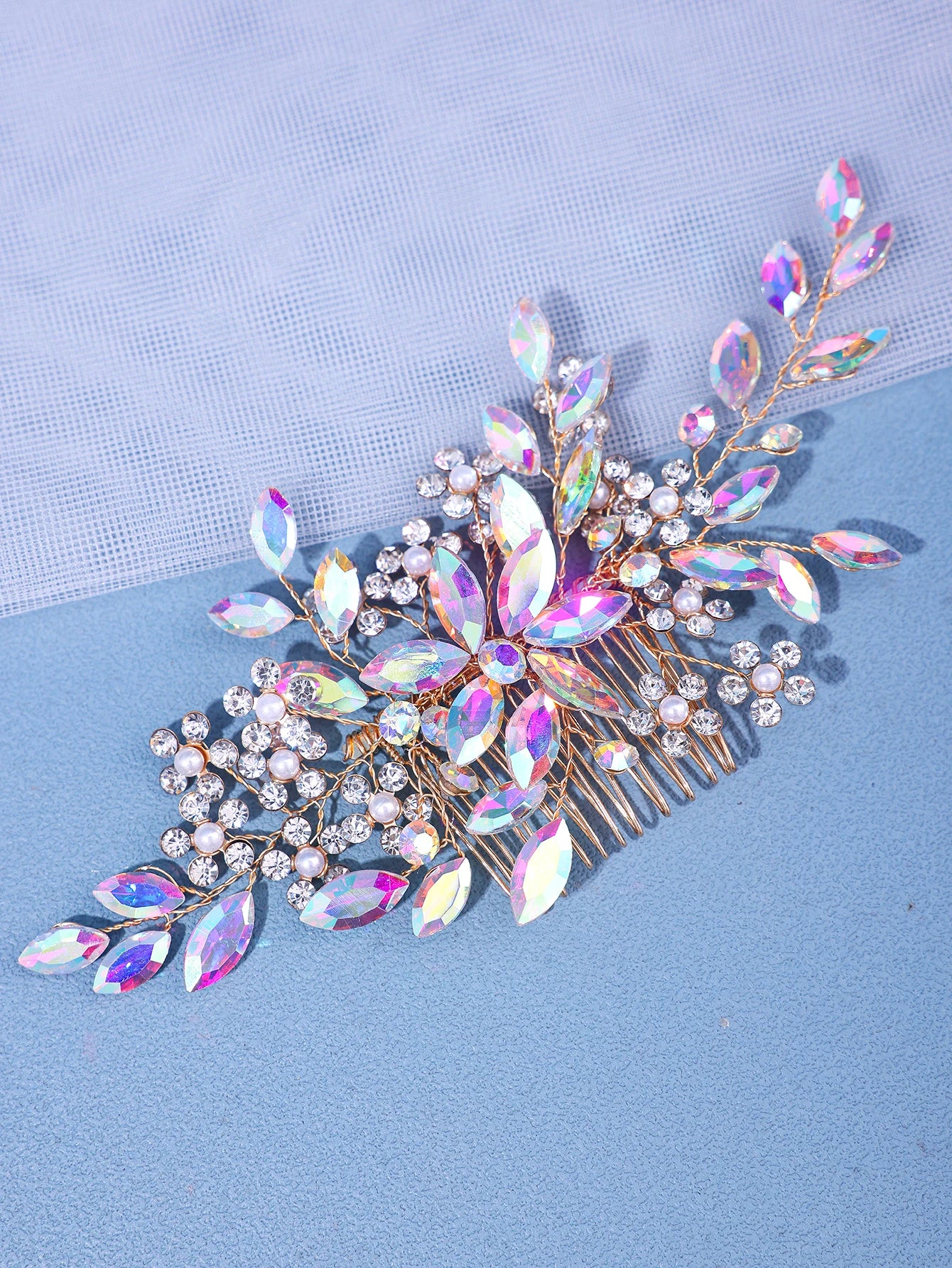 Peigne à cheveux en perles de cristal pour femmes, biscuits, fleur, cuir chevelu, épingle à cheveux, patients, mariage, sauna, bande, diadème, bijoux, accessoire