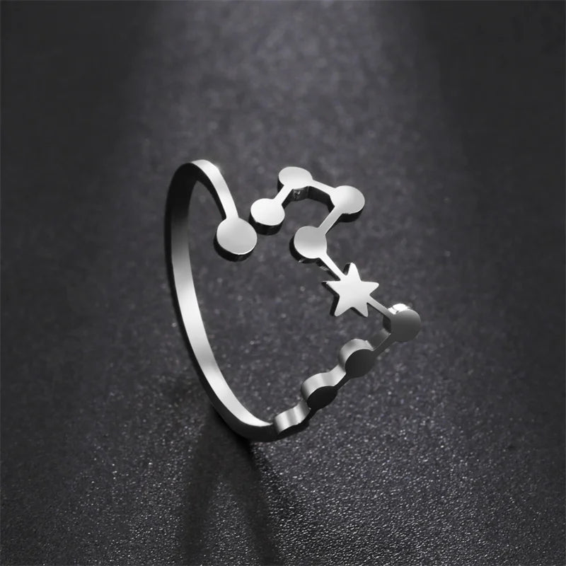 12 bagues de constellation pour femmes, anneaux ouverts et réglables du zodiaque pour adolescents, vergine, Cancer, balance, lion, poissons, bijoux, cadeau d'anniversaire