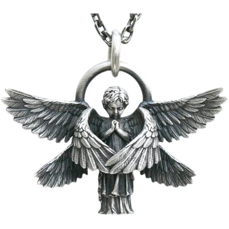 Collier ange gardien couleur or pendentif ailes d'ange Style rétro pendentif bijoux en gros