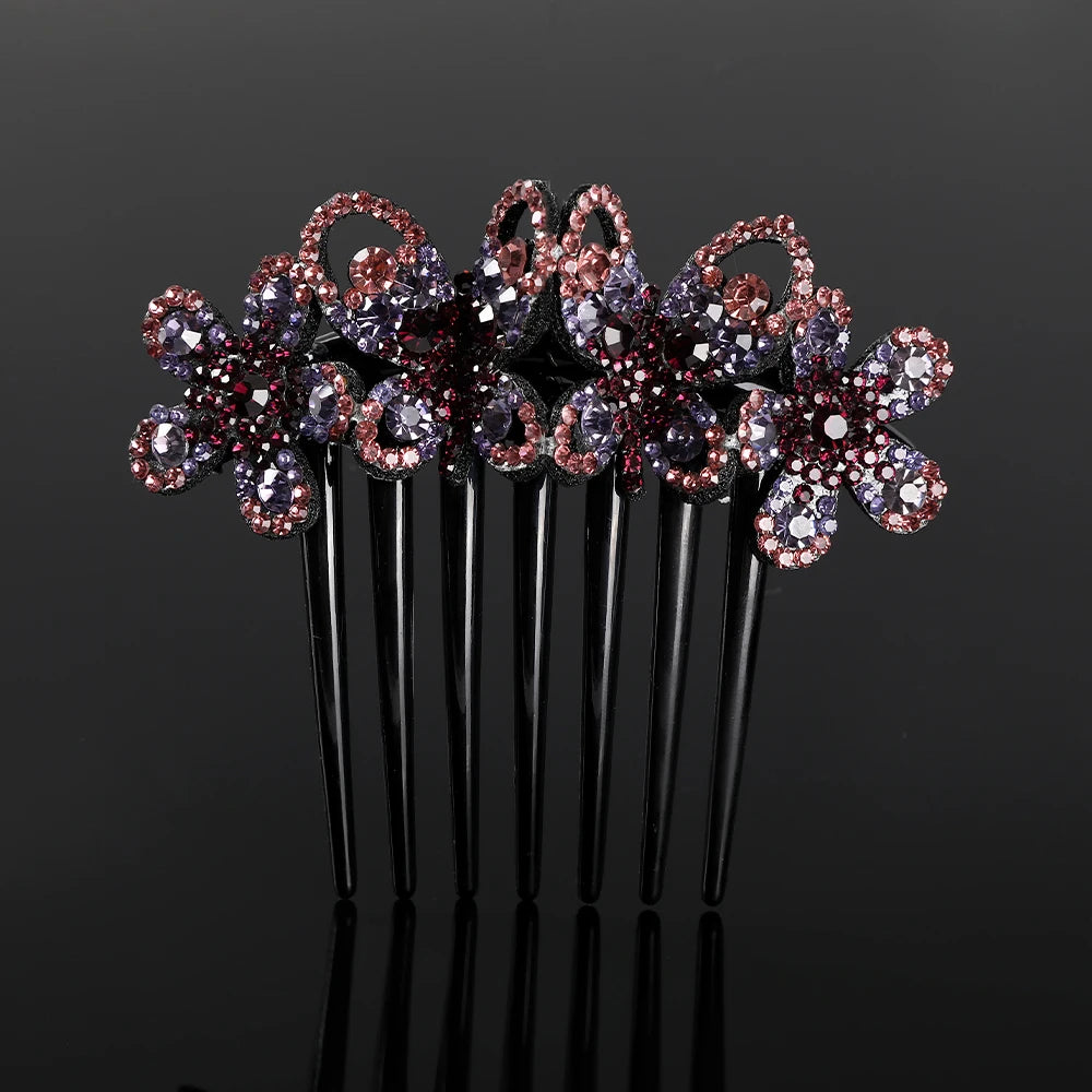 Peigne à cheveux AWAYTR en cristal avec strass – Accessoire professionnel pour chignons, tresses et queues de cheval