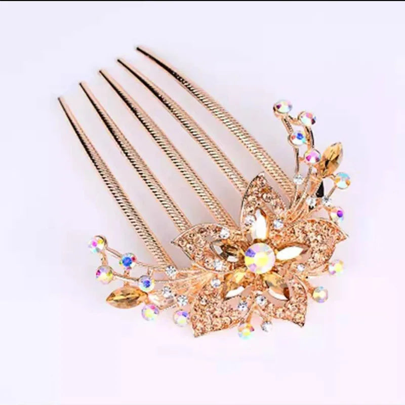Pinces à cheveux à fleurs en cristal, peignes à chignon, épingles à cheveux brillantes pour femmes, accessoires pour cheveux