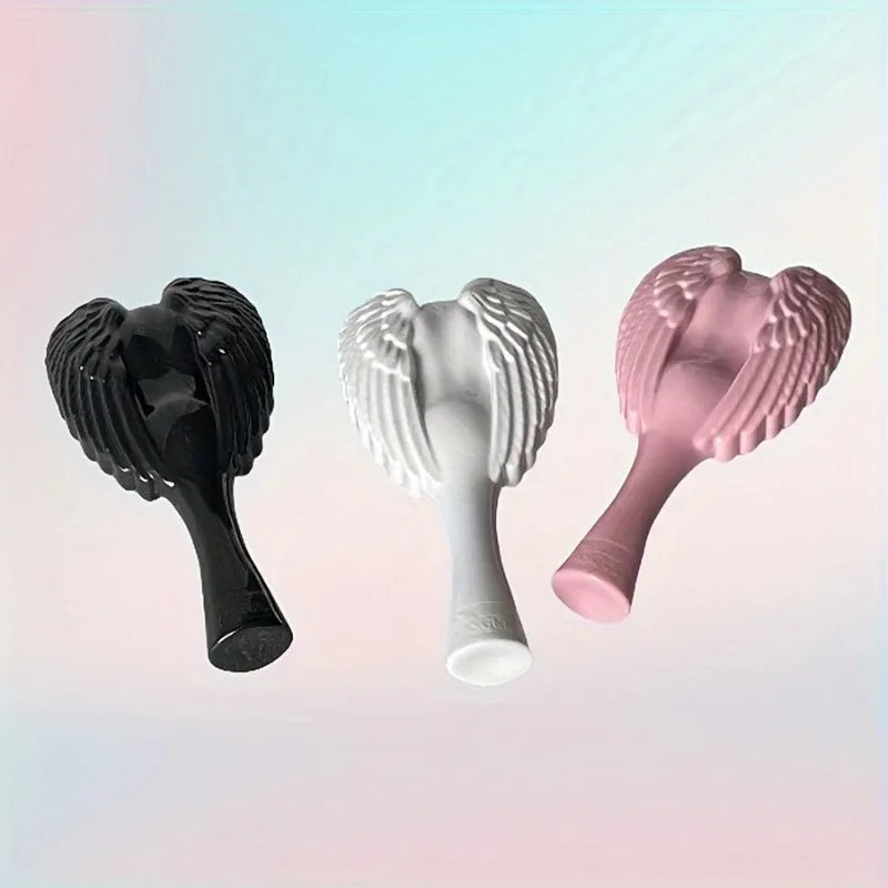 Peigne à cheveux ailes d'ange, poils en plastique durables, poignée ABS, adapté à un usage humide ou sec, petit outil de coiffure portable