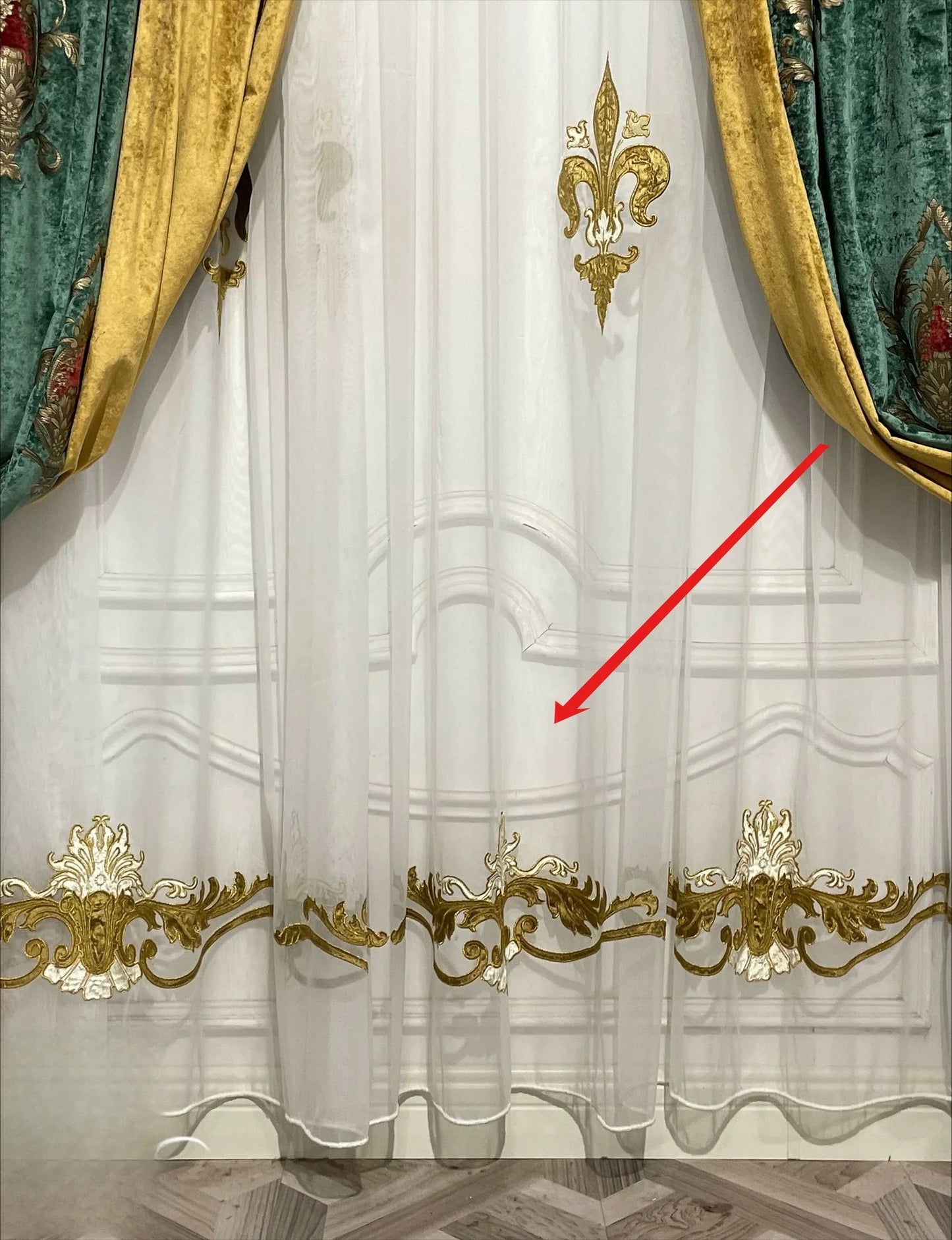 Rideaux Vintage en velours brodé vert foncé, Patchwork doré, pour salon, chambre à coucher, balcon, Villa, cantonnière personnalisée