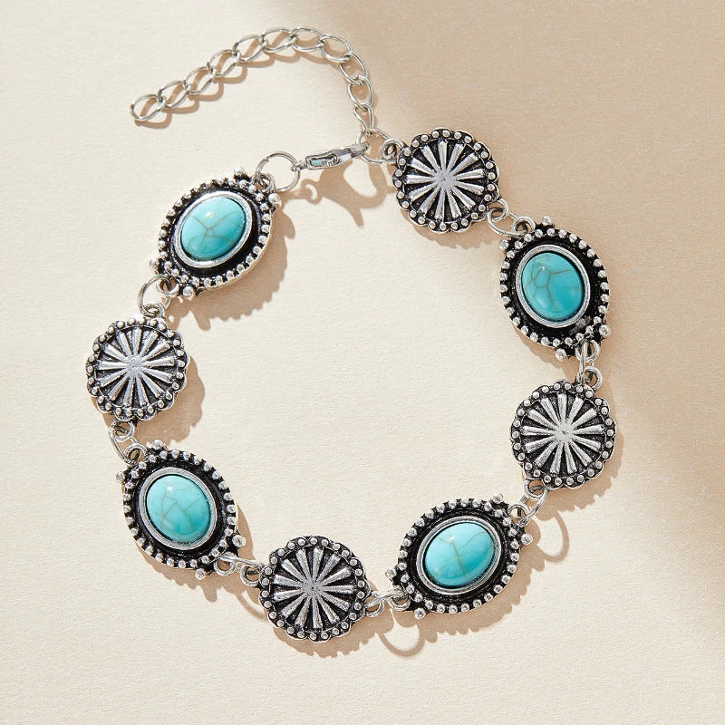 Ensemble Bijoux Bohème Femme : Collier Long,Turquoise et Bracelet
