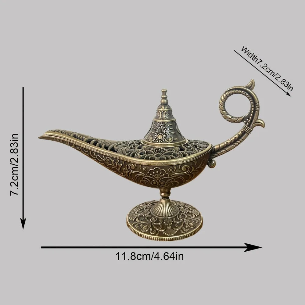 Brûleur d'encens de style antique durable, métal de purification de l'air, four aromatique, cadeaux de Press, lampe Aladdin, décoration d'intérieur