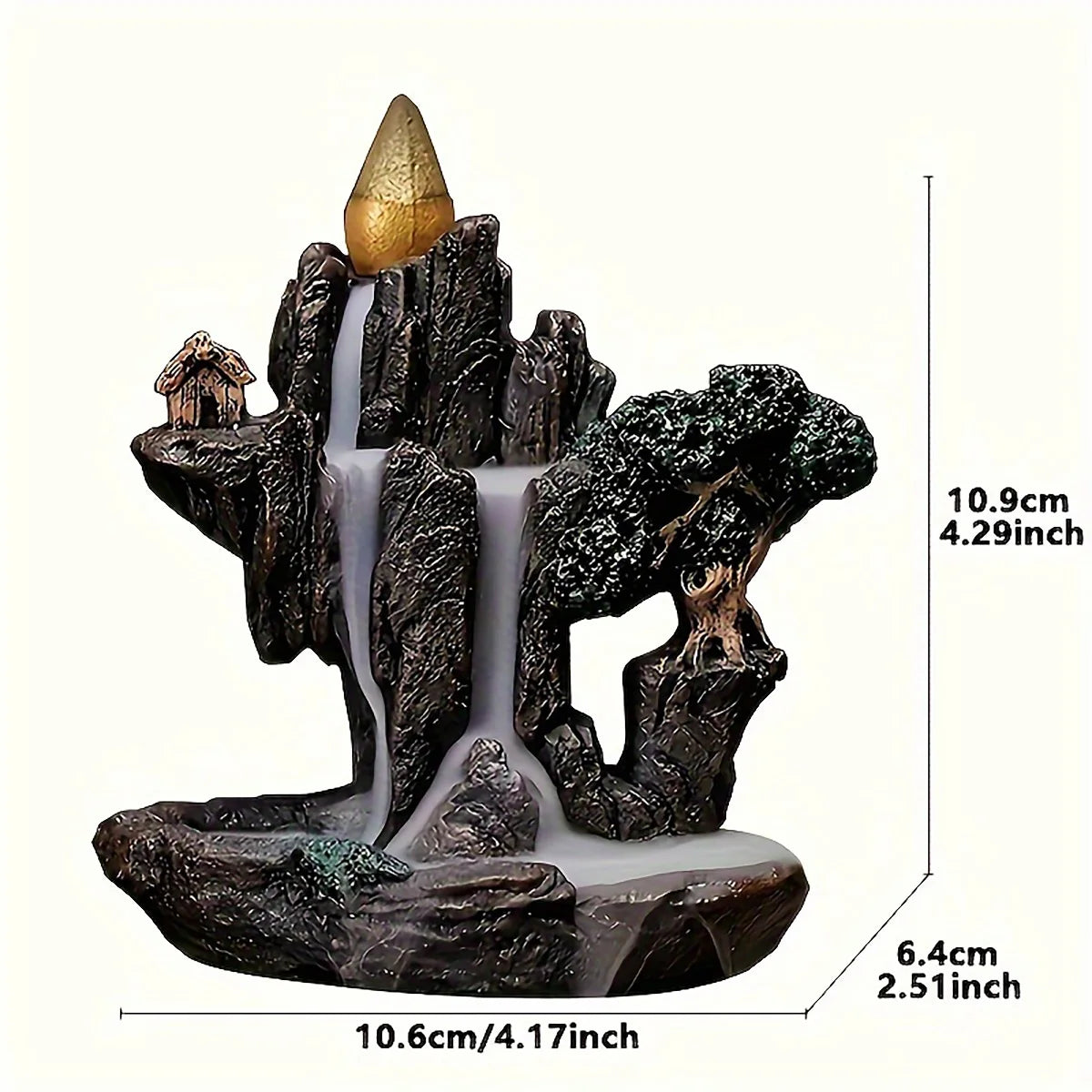 1pc montagnes rivière cascade Reflux brûleur d'encens fontaine reflux arôme fumée encensoir artisanat à la maison + 60 cônes d'encens