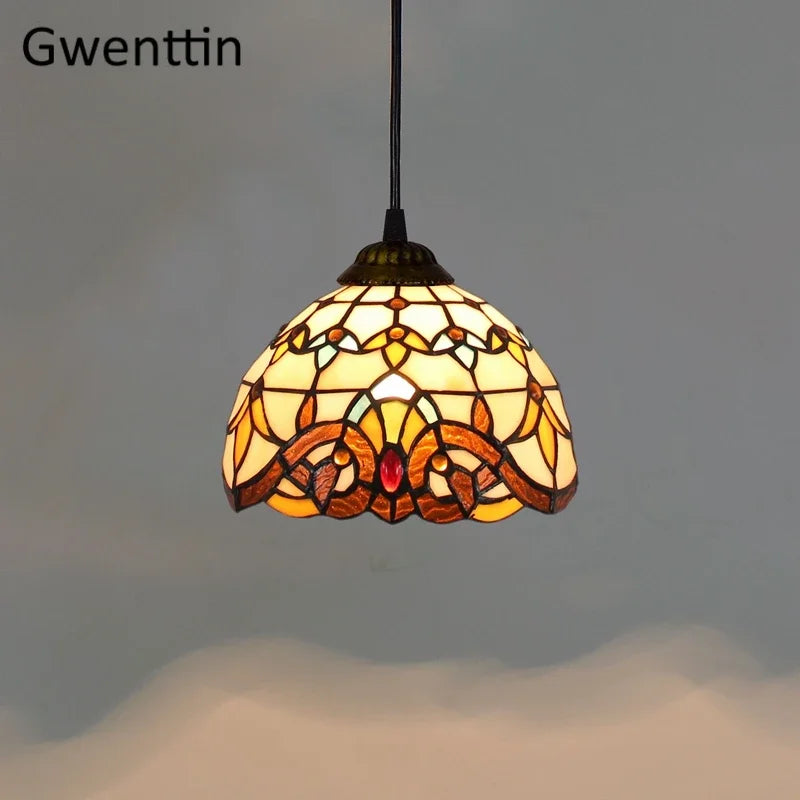 Vitrail suspension lampe salle à manger lustres plafond suspension chambre luminaire maison Luminaria Tiffanydecor