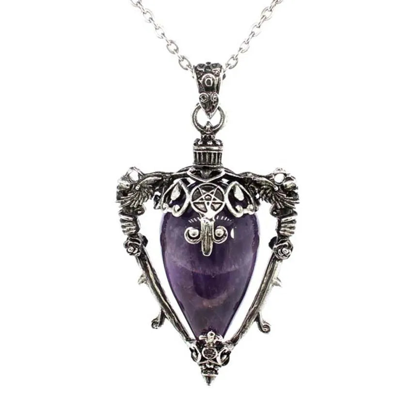 Collier pendentif en cristal goutte d'eau pour hommes et femmes, Quartz rose naturel, Onyx, Lapis Lazuli, Opale, Bijoux en pierre antique, Alanding Yst
