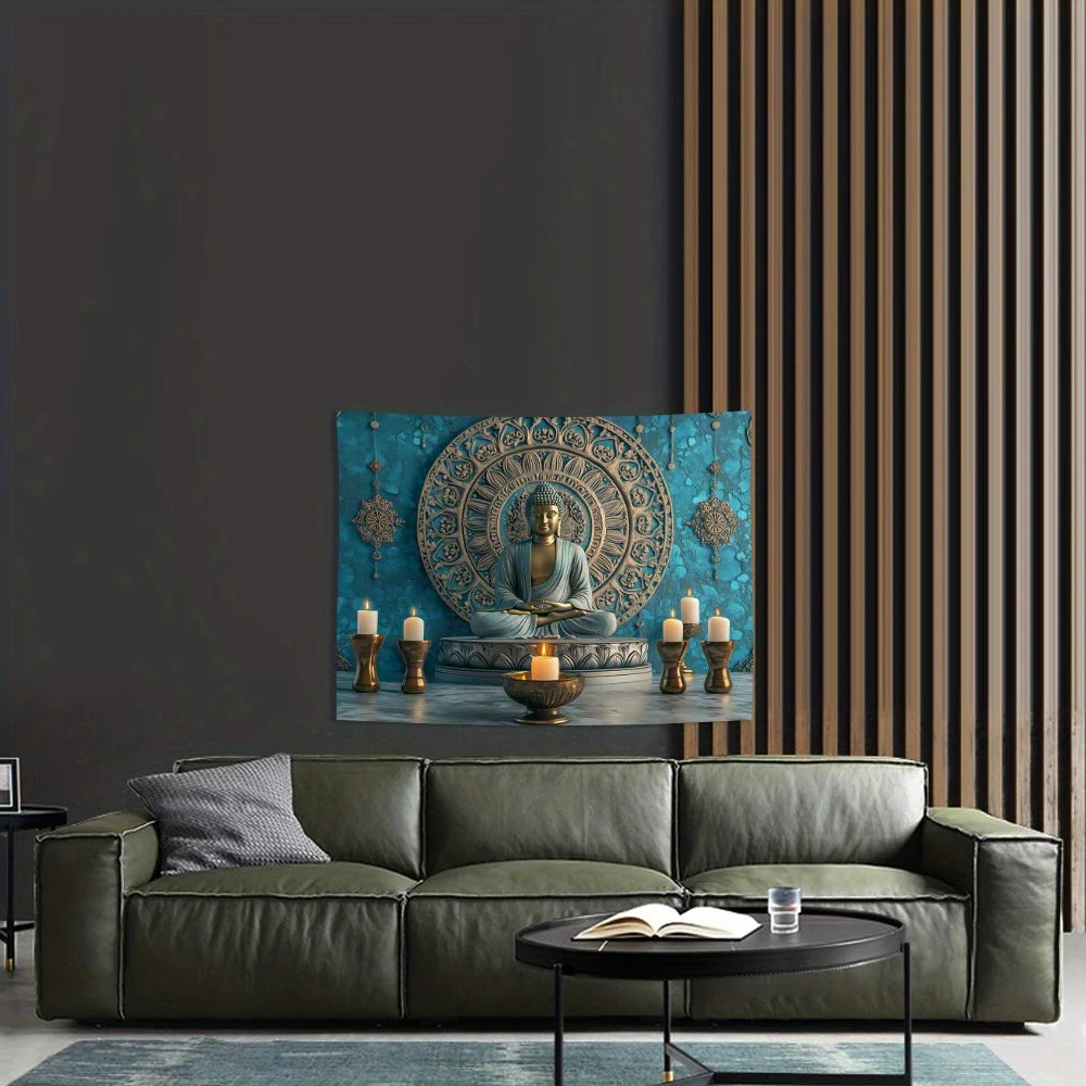 Tapisserie de bouddha 3D, décoration élégante pour la maison et le bureau, en Polyester, adaptée au salon, chambre à coucher, décoration de fête, tapisserie d'art murale
