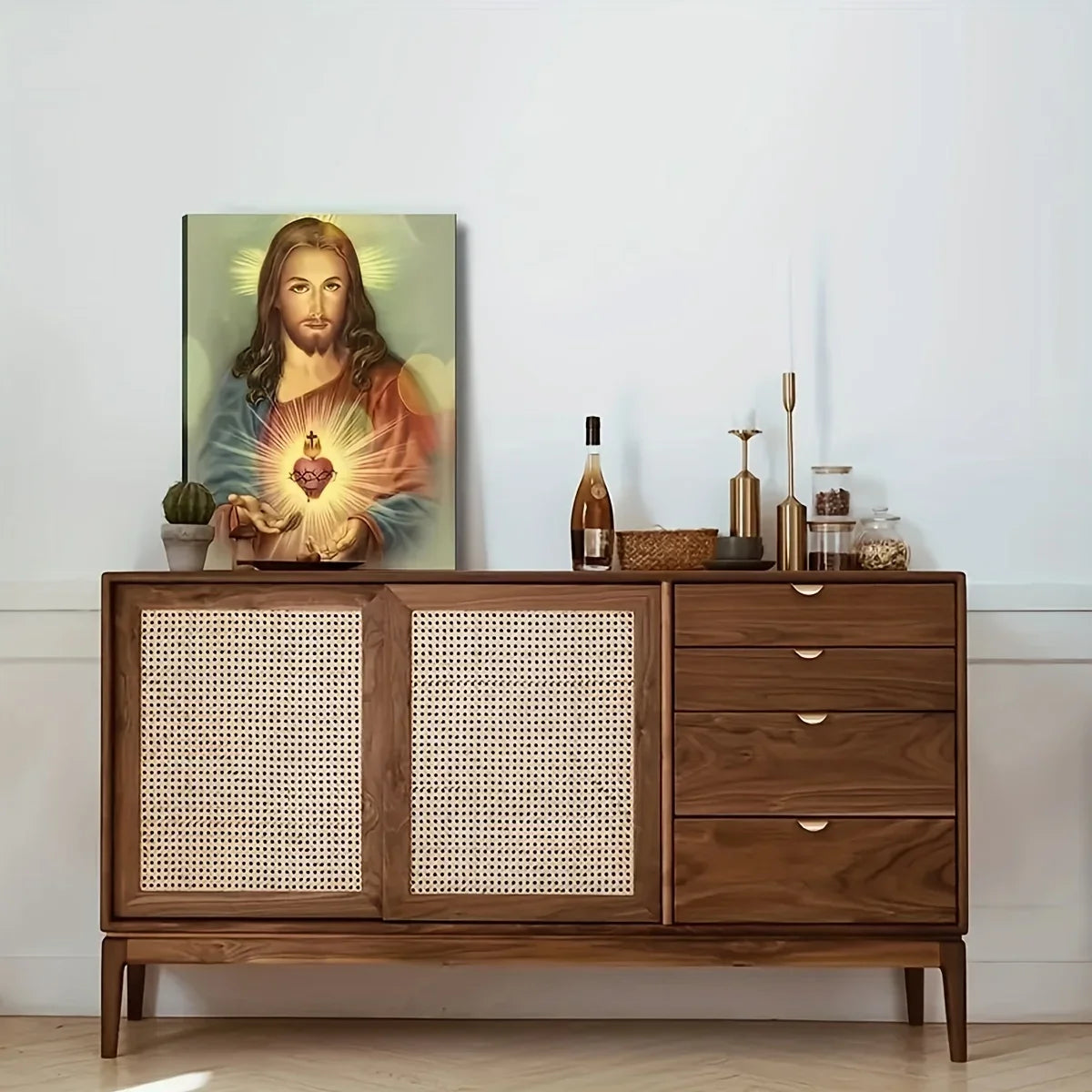 Toile de peinture abstraite de jésus, saint cœur, affiche d'art mural, miséricorde divine, image chrétienne catholique, décoration de maison, sans cadre, 1 pièce