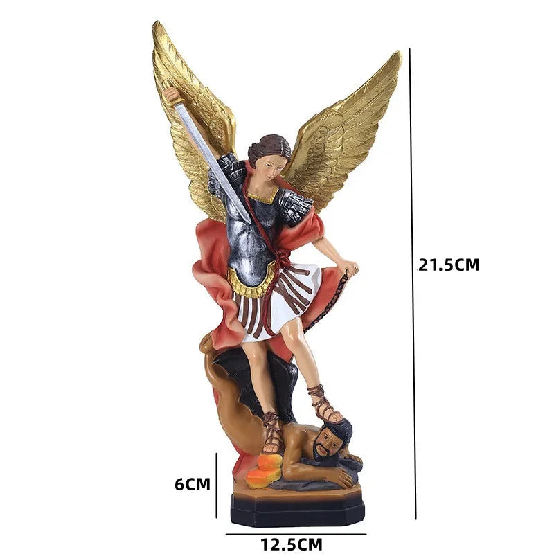 Statue de Saint Michael en résine, Sculpture d'ange, décoration de Michael archange défaut Lucifer Tramples, Figurine de démon