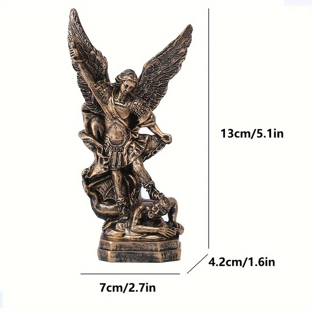 Statue d'Arcange de San Miguel Statue de Saint Michel en résine bronzée Collection Saint Michel l'Arcange victoriquement sur Satan