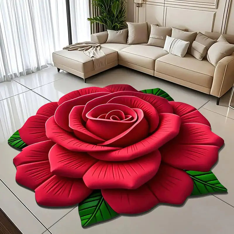 Tapis de sol en peluche florale et terre de diatomées, absorbant, antidérapant, pour salle de bain, motif de fleurs fraîches 3D, résistant à la saleté
