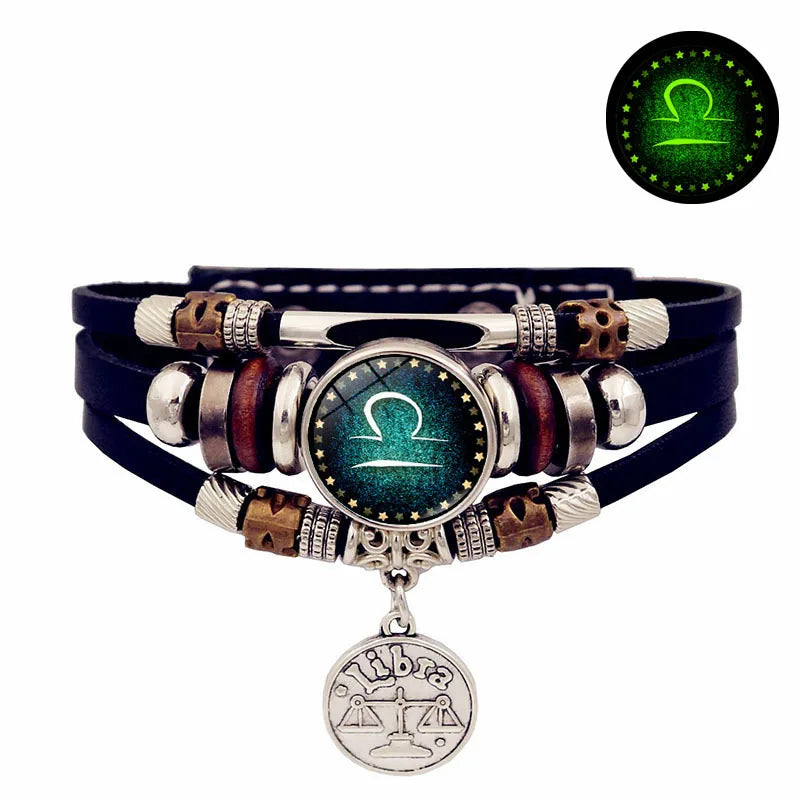 Bracelet en cuir du zodiaque ciel étoilé lumineux, multicouche, perles, bijoux pour Couple, cadeau d'amitié