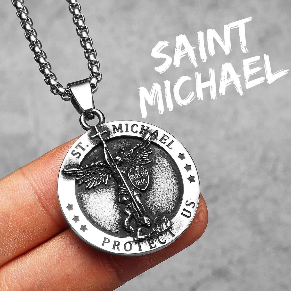 Collier pendentif Archange Saint Michel en acier inoxydable pour hommes et femmes – amulette puissante.