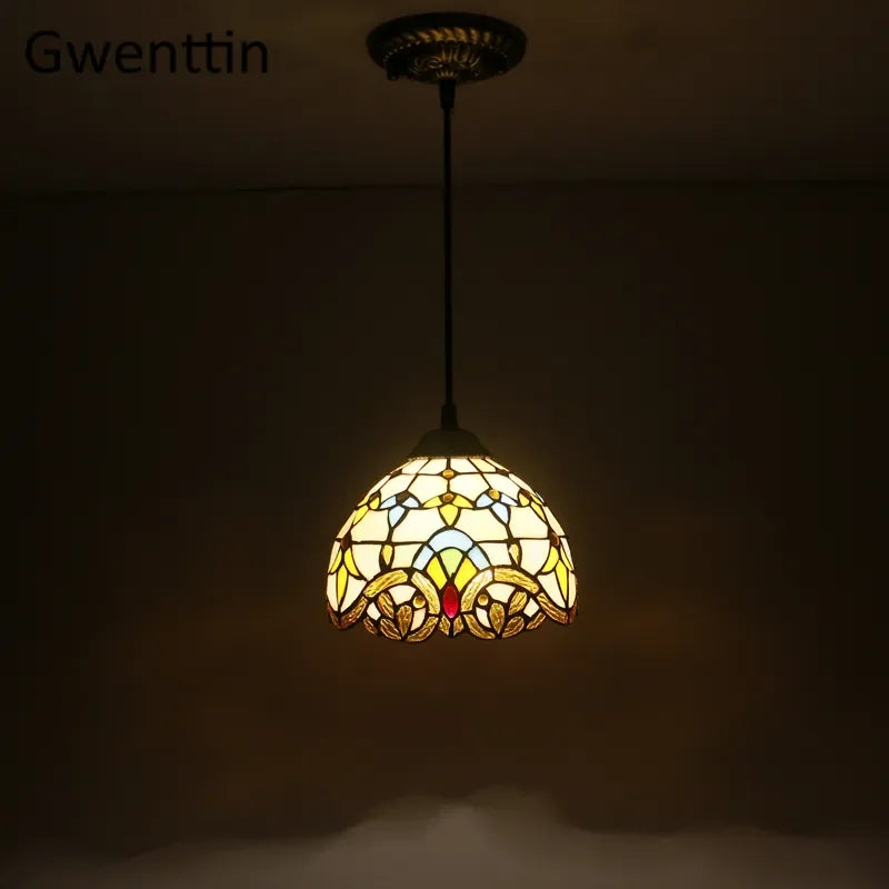 Vitrail suspension lampe salle à manger lustres plafond suspension chambre luminaire maison Luminaria Tiffanydecor