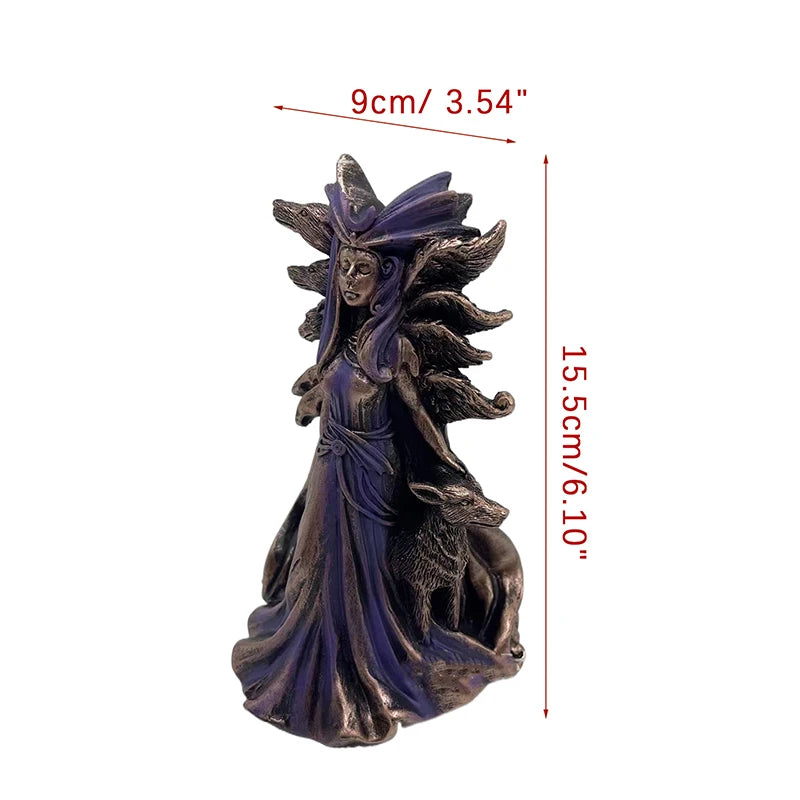 Hecate-Statue de Déesse Grecque de la Magie avec ses Chiens, Figurine d'Art Moderne, Sculpture de Sorcière en Résine, Décoration de Salon et de Maison