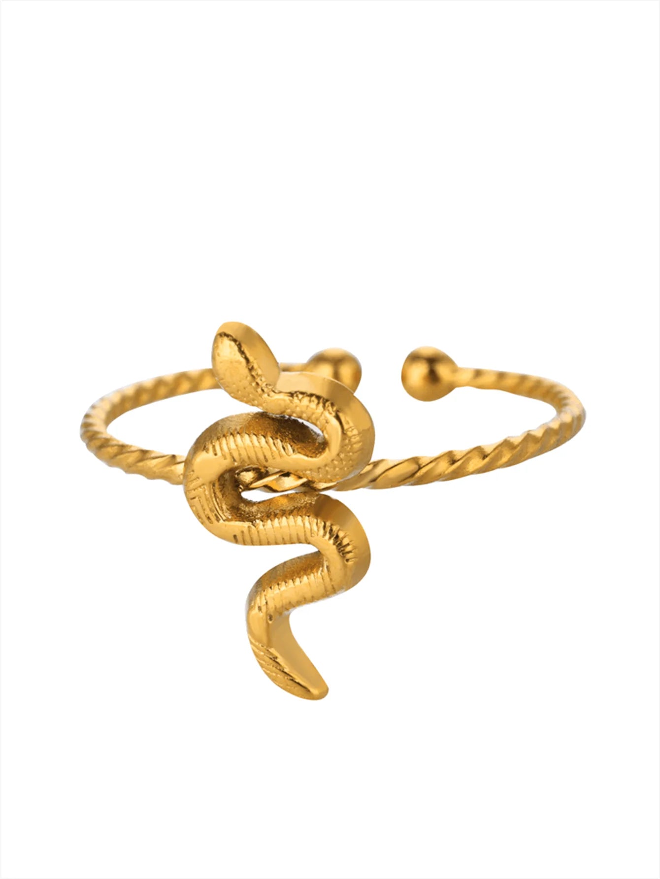Bague Serpent Réglable en Acier Inoxydable Plaqué Or 316L – Style Gothique Vintage Unisexe