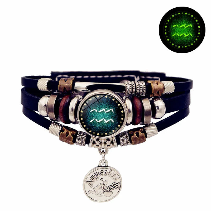 Bracelet en cuir du zodiaque ciel étoilé lumineux, multicouche, perles, bijoux pour Couple, cadeau d'amitié
