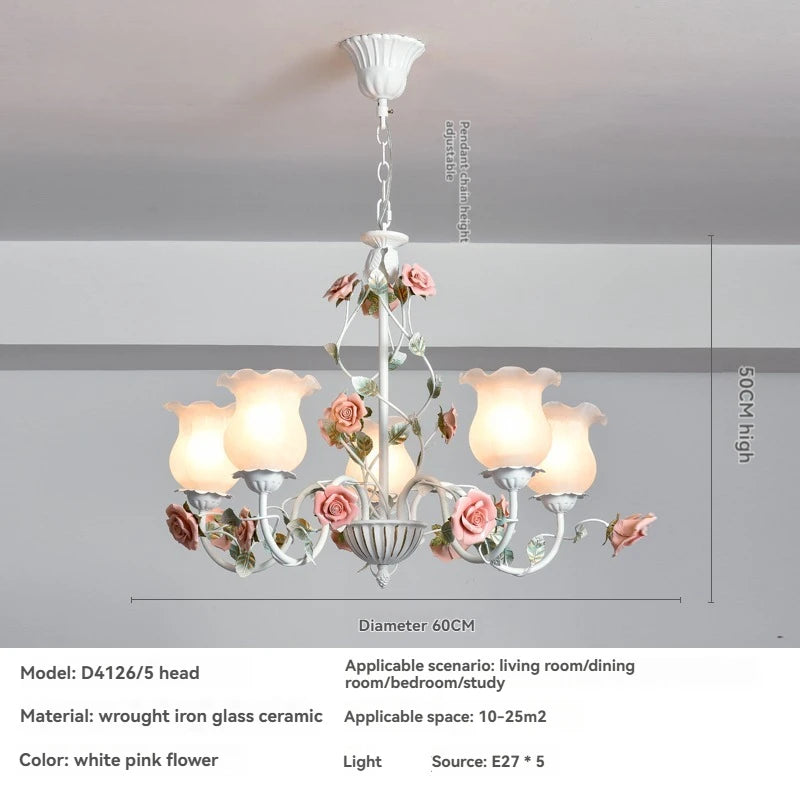 Campagne française pendentif LED lumière décoration de la maison salon chambre cuisine jardin Rose fleur herbe luminaires
