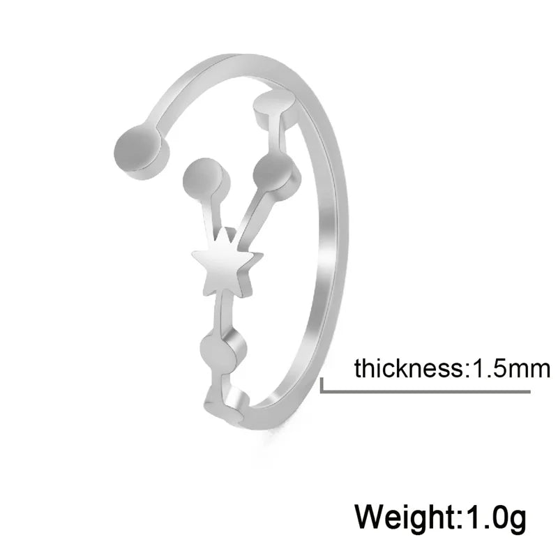 12 bagues de constellation pour femmes, anneaux ouverts et réglables du zodiaque pour adolescents, vergine, Cancer, balance, lion, poissons, bijoux, cadeau d'anniversaire