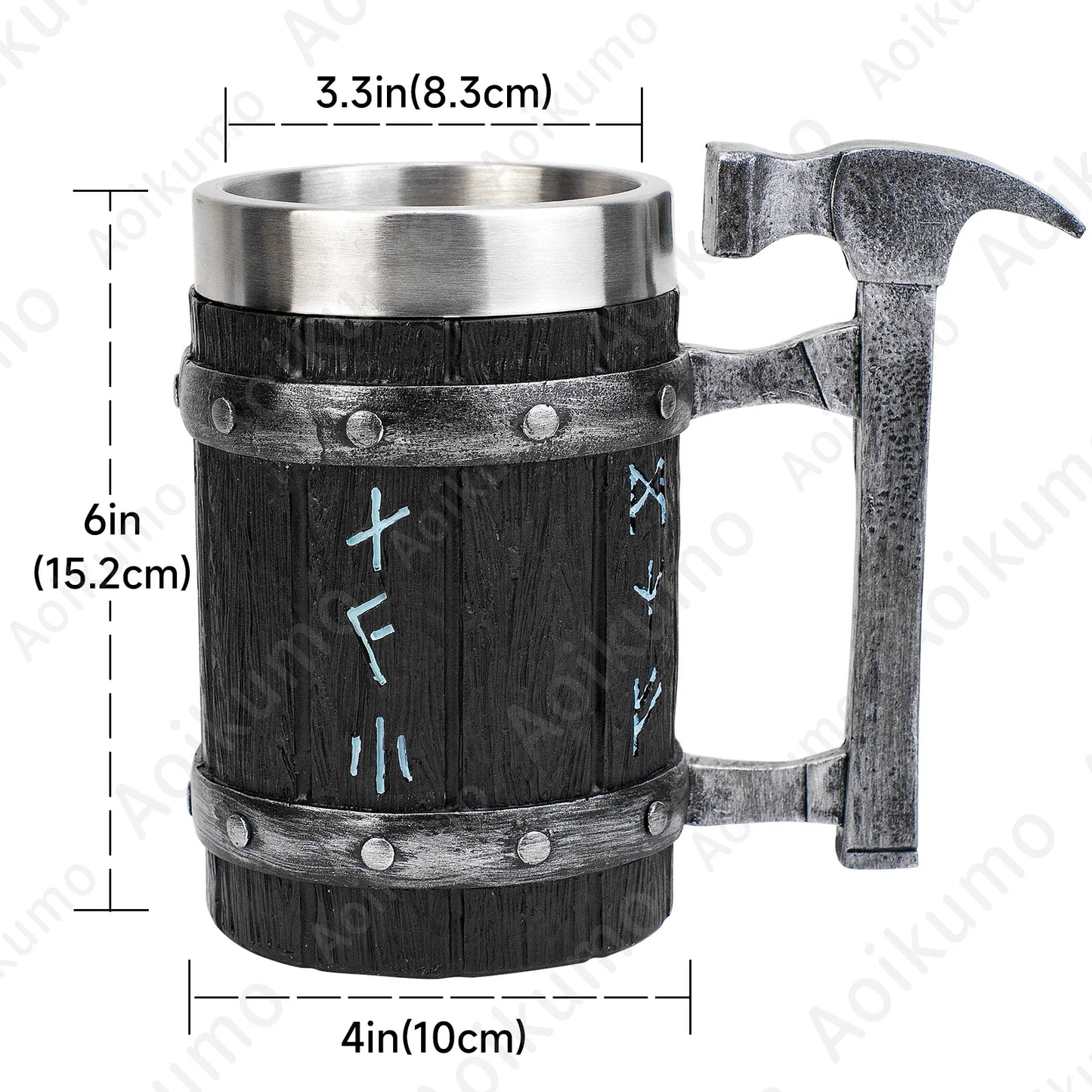 600ML Viking Mug Collection 304 acier inoxydable insérer résine bière Danegeld Tankard café bière tasses tasse Halloween amis cadeau
