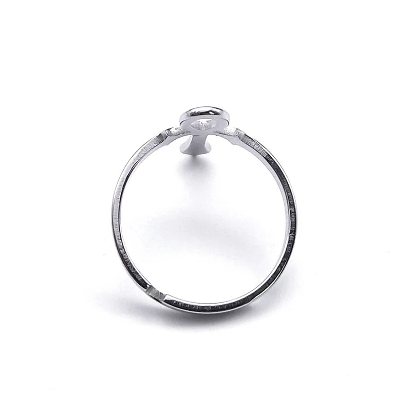 Bague en croix égyptien pour hommes et femmes, anneau en acier inoxydable, symbole de vie Anubis, ajustable, tendance égyptienne, bijoux de fête, cadeau