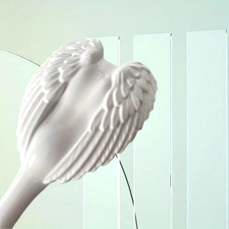 Peigne à cheveux ailes d'ange, poils en plastique durables, poignée ABS, adapté à un usage humide ou sec, petit outil de coiffure portable