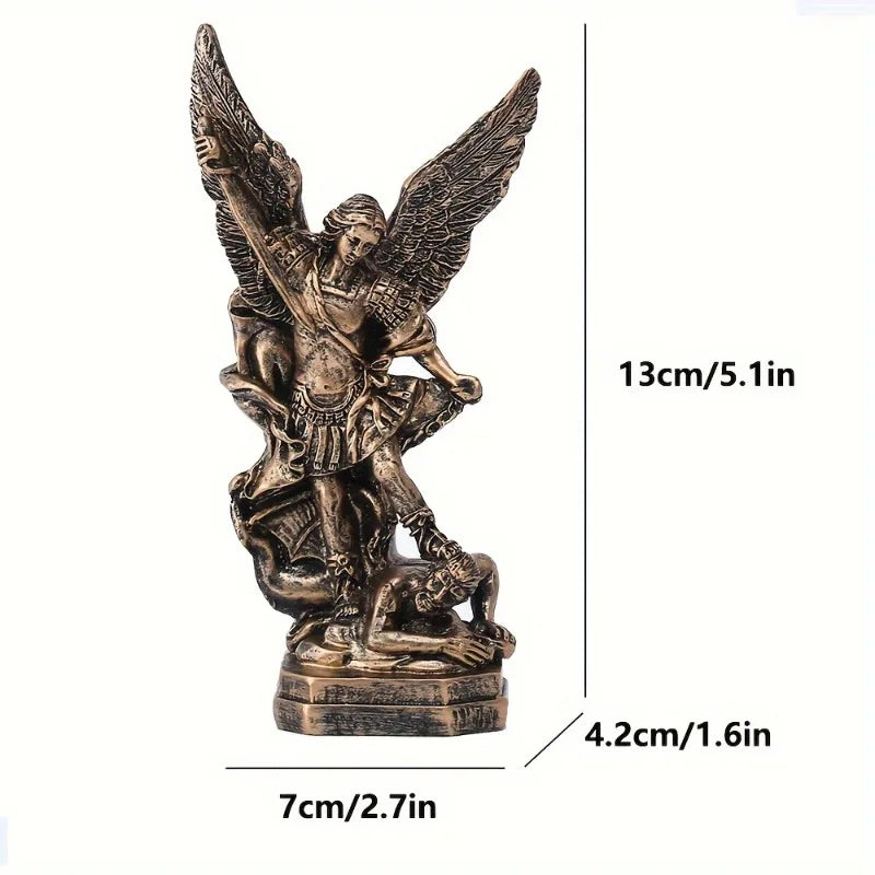 Statue d'Arcange de San Miguel Statue de Saint Michel en résine bronzée Collection Saint Michel l'Arcange victoriquement sur Satan