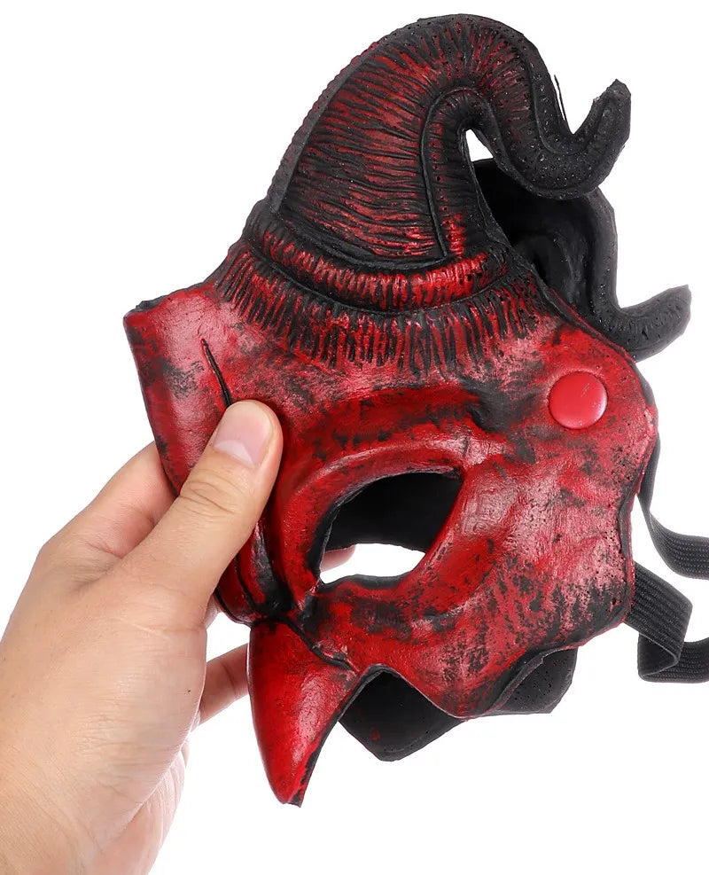 Halloween démon masque cornes diable demi-masque fête Cosplay horreur monstre mascarade effrayant maison hantée accessoires PU masque décor