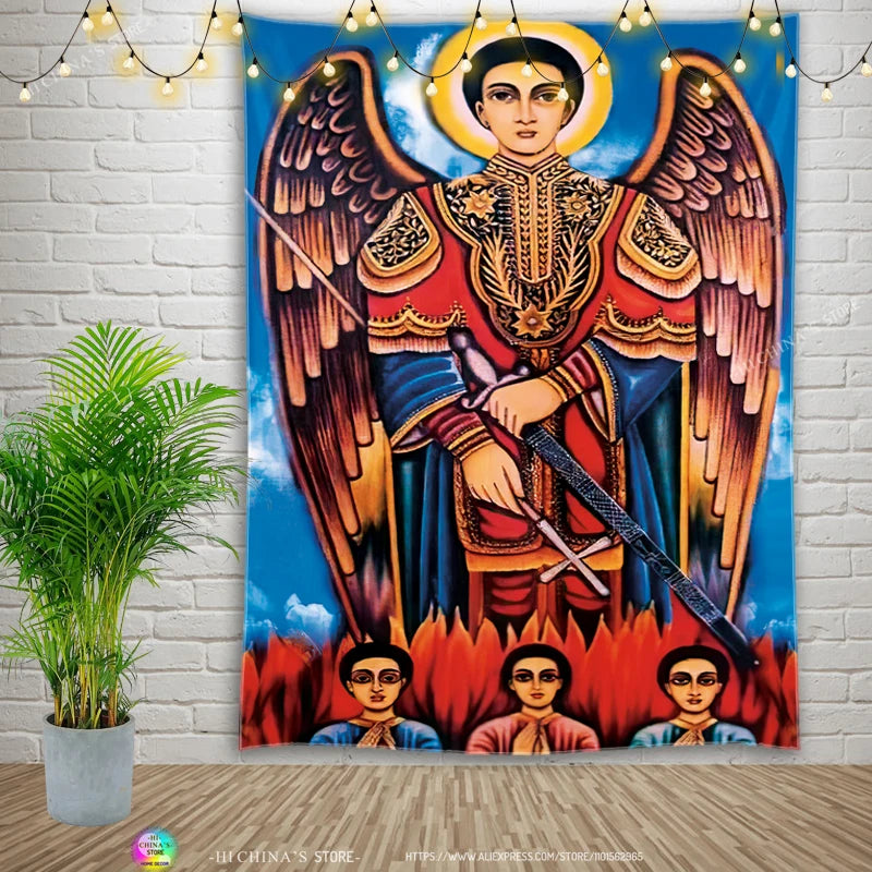 Tapisserie murale suspendue de jésus, vierge marie, accessoire esthétique d'ange décoratif pour la maison, style bohème, décor de salle du Christ