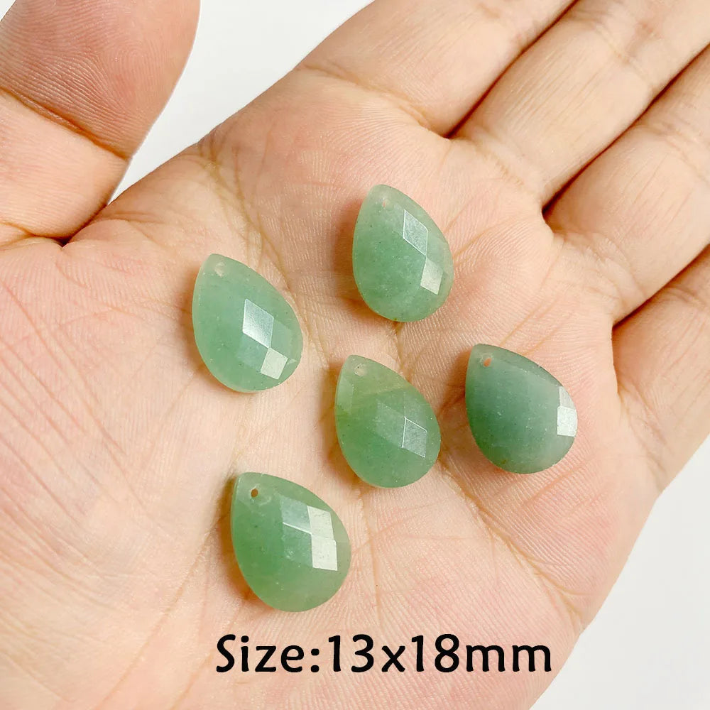 Pendentif en Pierre Naturelle Aventurine Verte, Perles de Jades de Guérison, Breloques Porte-Bonheur, Bijoux de Bricolage pour Femme et Homme, 2 Pièces