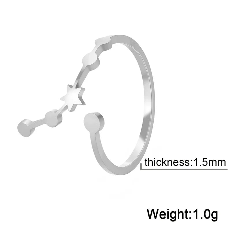 12 bagues de constellation pour femmes, anneaux ouverts et réglables du zodiaque pour adolescents, vergine, Cancer, balance, lion, poissons, bijoux, cadeau d'anniversaire