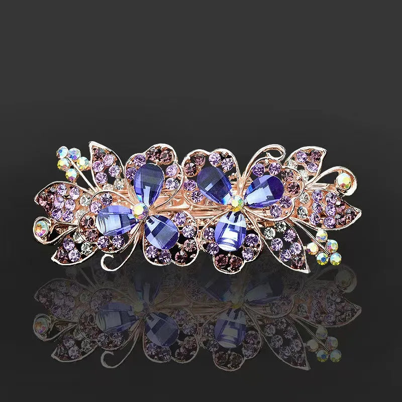 Grande pince à cheveux en cristal, épingle à cheveux, pince à ressort, chignon, accessoire pour cheveux, arrière de la tête, clip horizontal, clip en strass, top cl