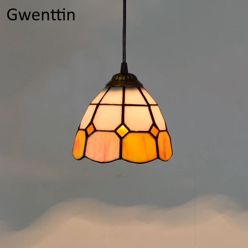 Vitrail suspension lampe salle à manger lustres plafond suspension chambre luminaire maison Luminaria Tiffanydecor