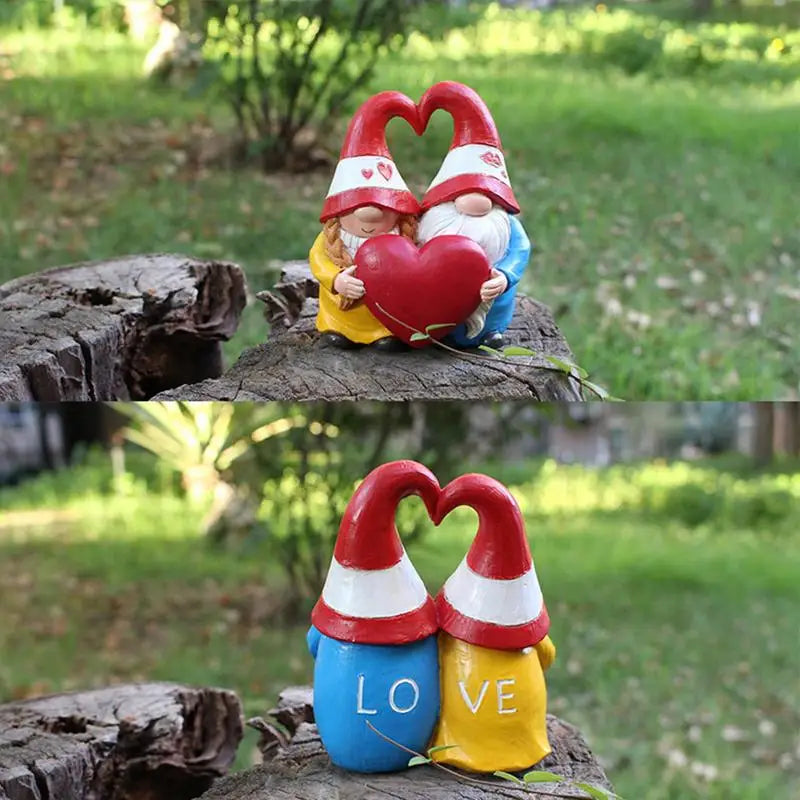 Couple de gnome amoureux mignon, figurine de collection, meilleurs amis, amoureux, statue romantique, intérieur, extérieur, jardin, décoration d'intérieur