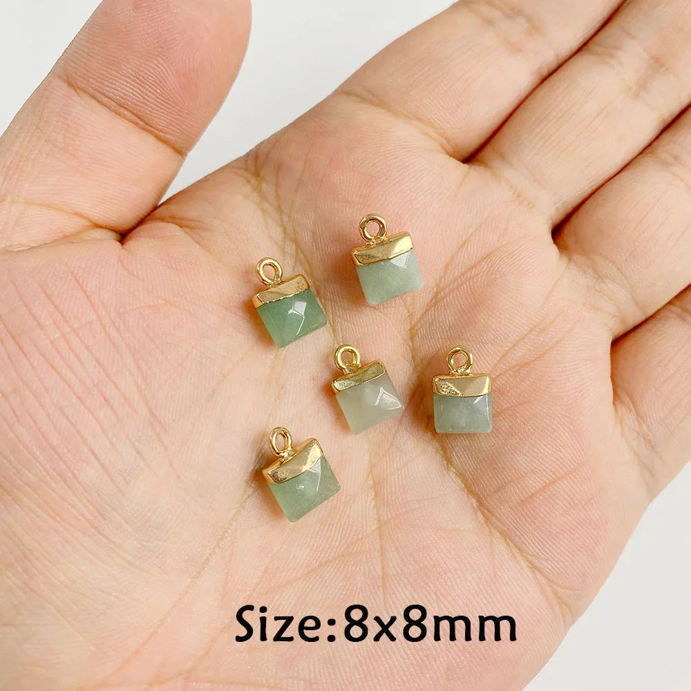 Pendentif en Pierre Naturelle Aventurine Verte, Perles de Jades de Guérison, Breloques Porte-Bonheur, Bijoux de Bricolage pour Femme et Homme, 2 Pièces