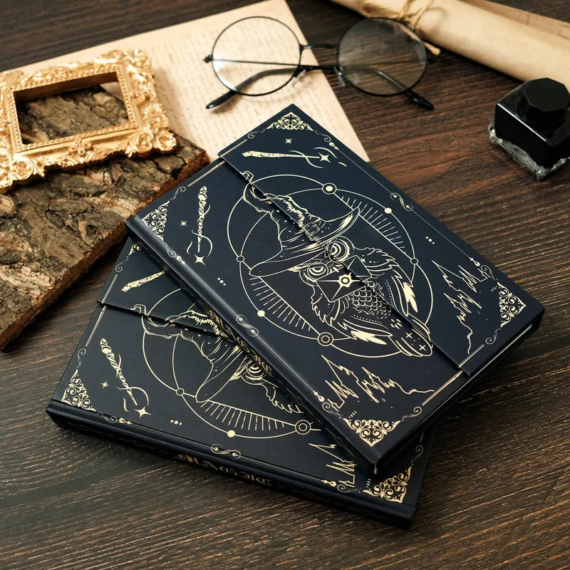 Carnet Vintage Hibou Européen avec Boucle Magnétique – Cahier de Réunion et Manuel Étudiant Élégant