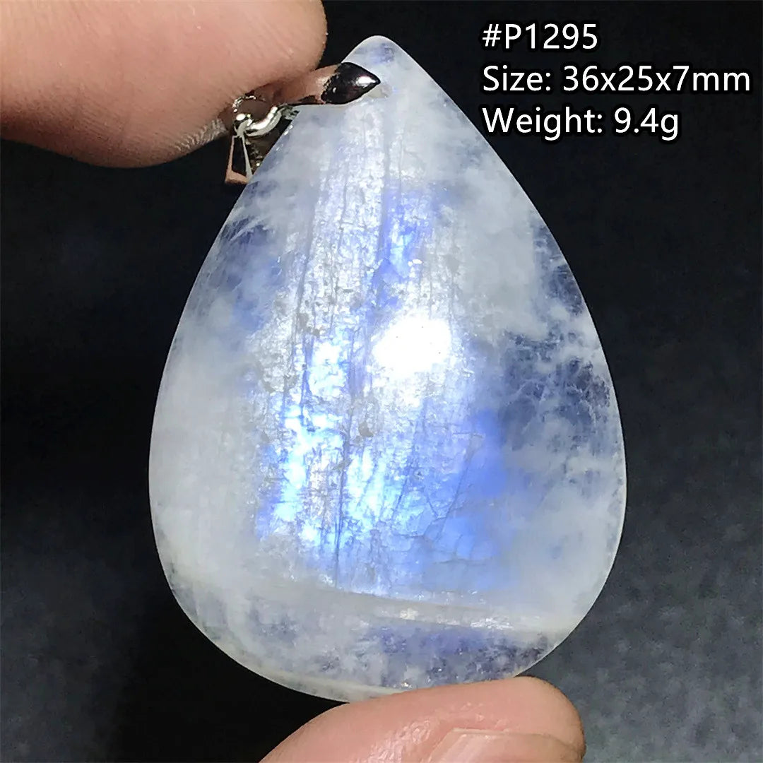 Pendentif en pierre de lune naturelle pour femme et homme, bijoux en argent 925, perles de pierre bleue claire, cristal, cadeau d'amour, Uto AAA